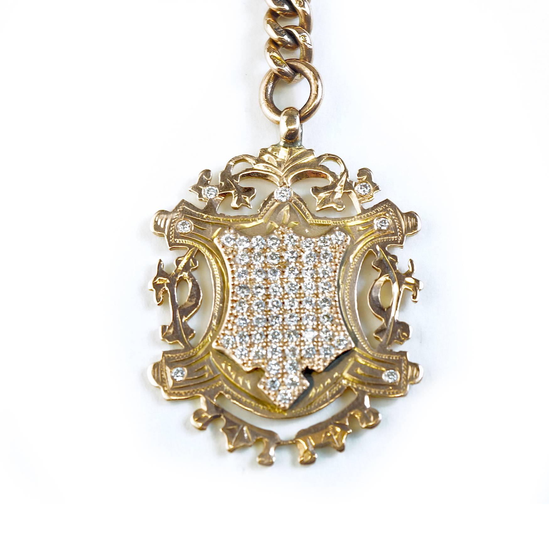 Women's Rose Gold Antique Charm Necklace Set with Diamonds