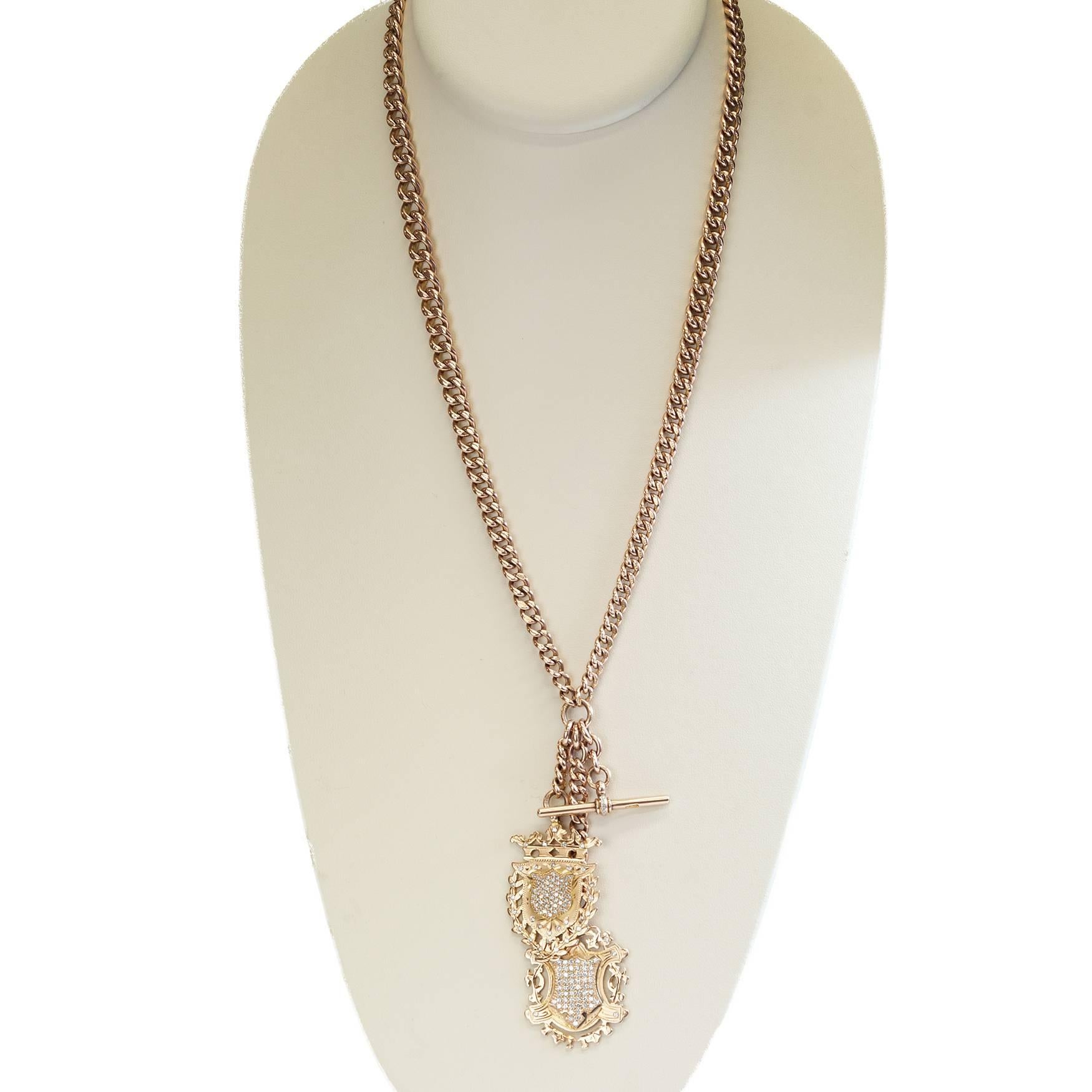 Rose Gold Antique Charm Necklace Set with Diamonds 4
