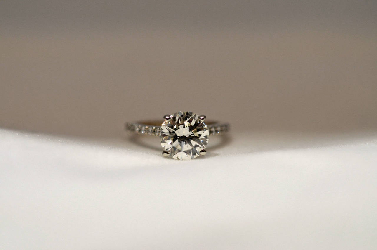 Brilliant Cut Diamond Solitaire with a 2.5 Carat Center Stone in 14K White Gold. VS1 Clarity and J-K Color