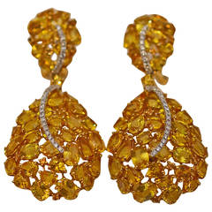 Yellow Sapphire Diamond Gold Earrings