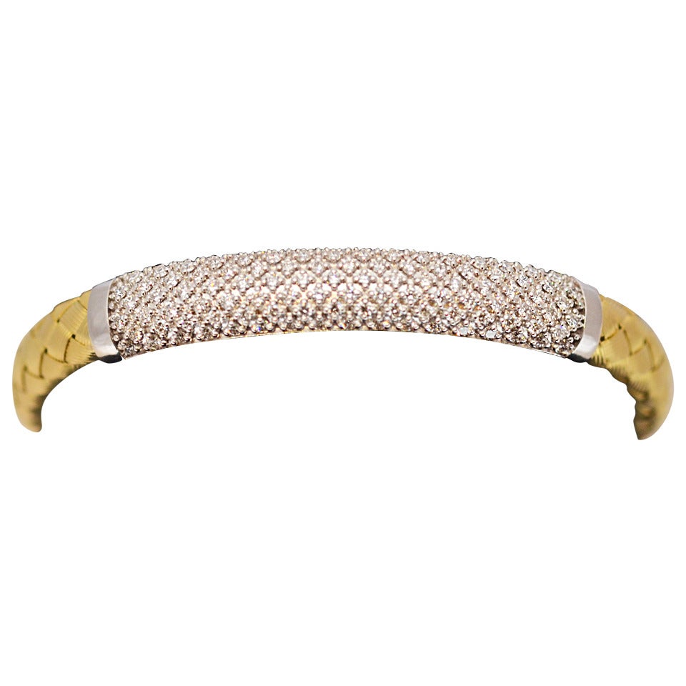 Italian Gold and Diamond Woven Bracelet