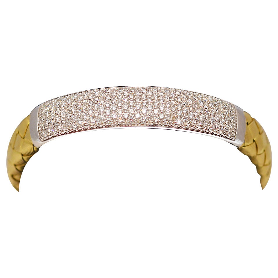 Italian Gold and Diamond Woven Bracelet