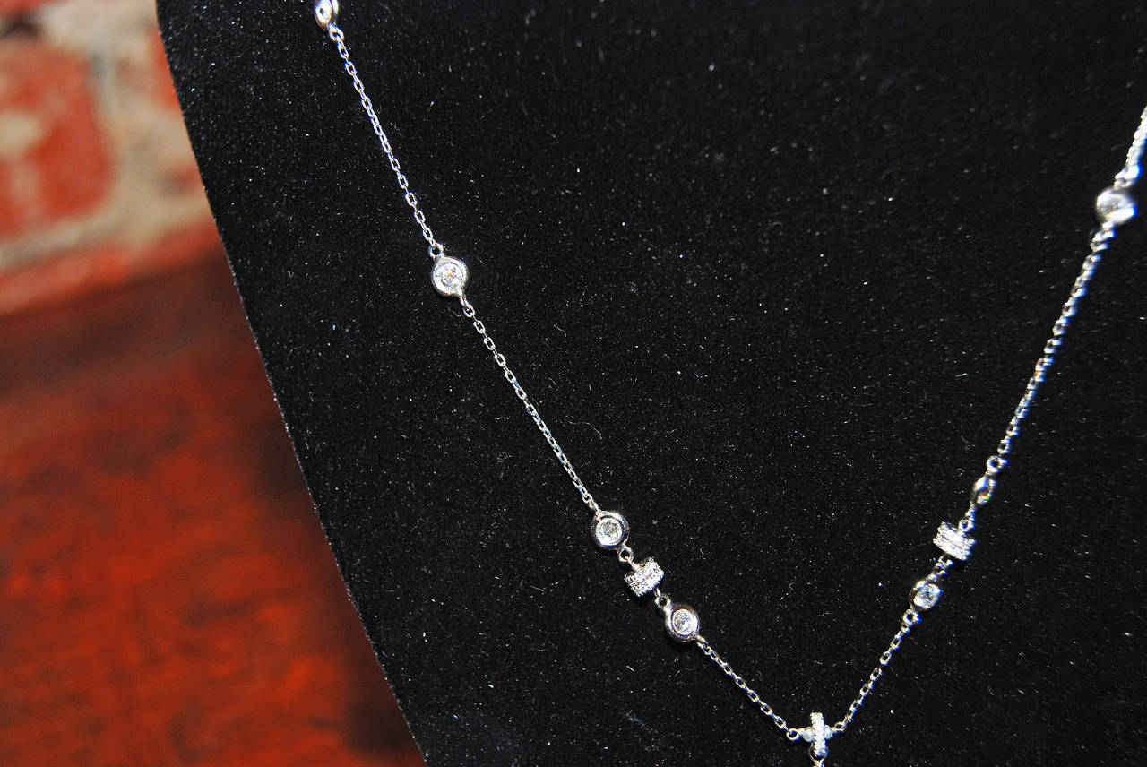 Diamond Tear Drop Necklace In New Condition In New Orleans, LA