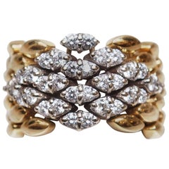 18k Diamond and Gold Flexible Band Ring