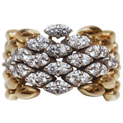 18k Diamond and Gold Flexible Band Ring 4