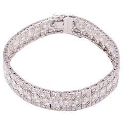 Art Deco Diamond Platinum Link Bracelet 5
