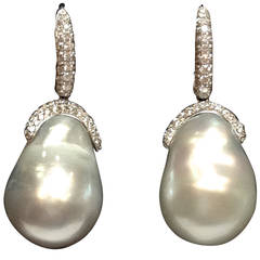 South Sea Baroque Pearl Diamond Earrings