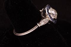 1940s Sapphire Diamond Platinum Engagement Ring