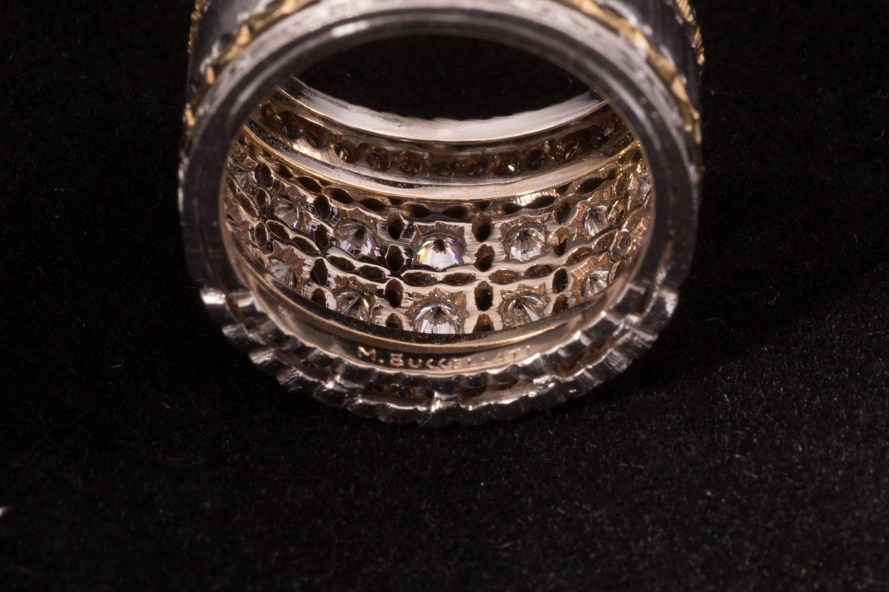 Women's Fabulous Mario Buccellati Diamond Two Color Gold Ring