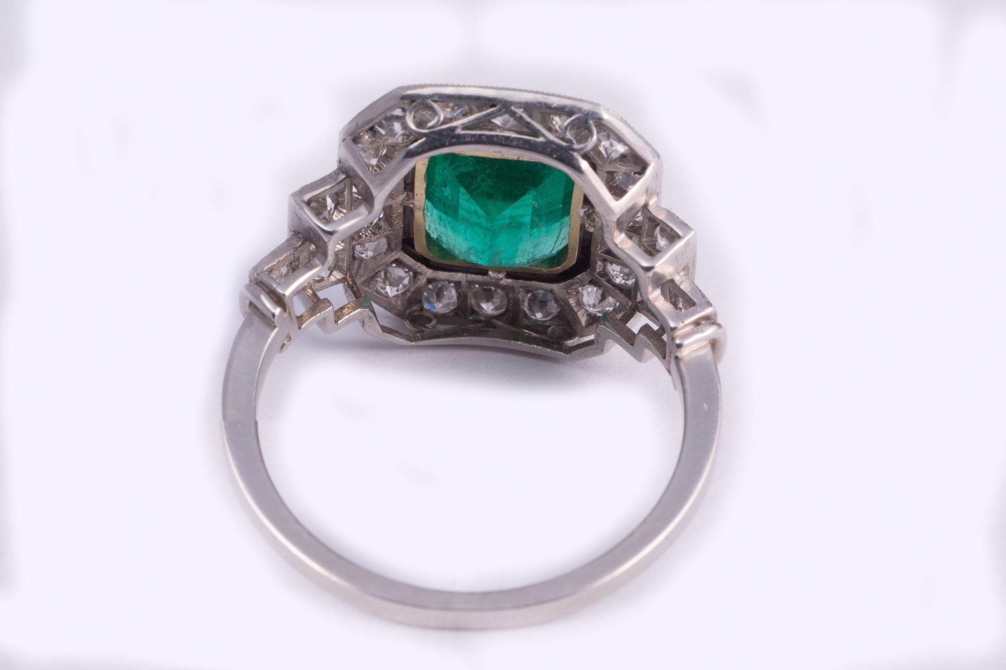 Emerald Cut 2.50ct Natural Emerald and Diamond Ring