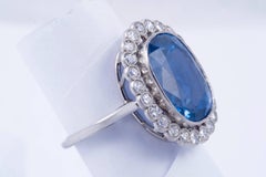 12.41ct Natural Blue Sapphire and Diamond Ring
