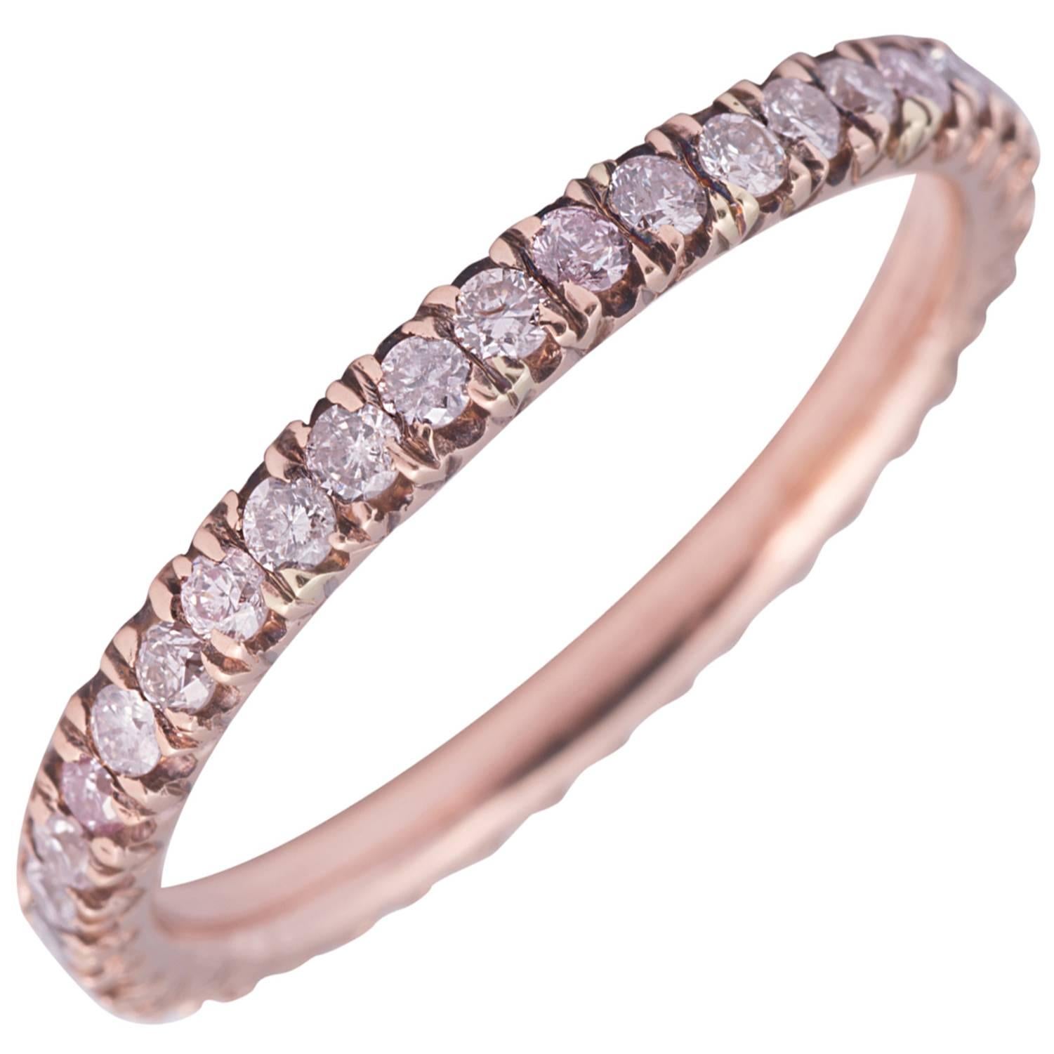 Natural Pink Color Diamonds and Rose Gold Band