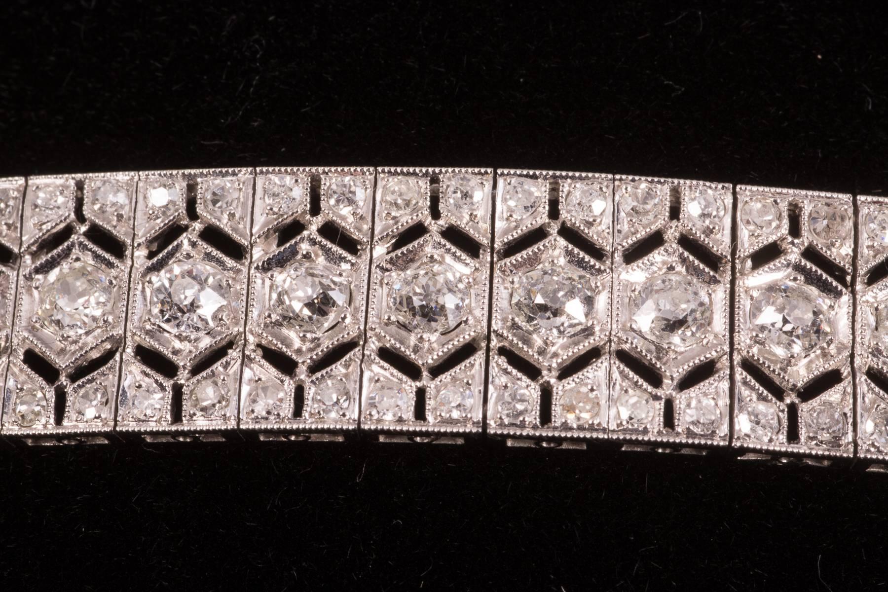 Women's Art Deco Diamond Platinum Link Bracelet