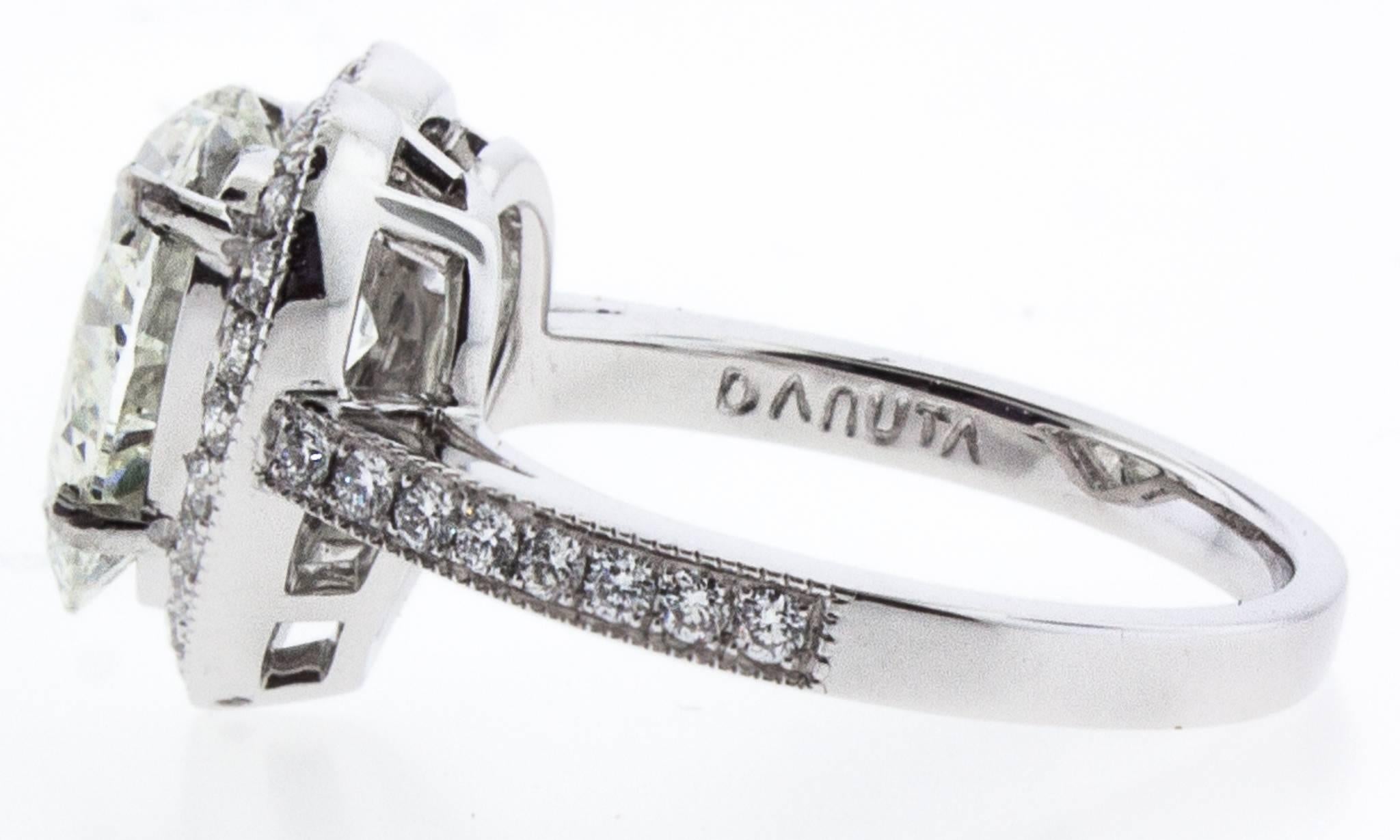 Danuta GIA Certified 3.60 Carat Diamond Heart platinum Ring   In Excellent Condition In Santa Fe, NM