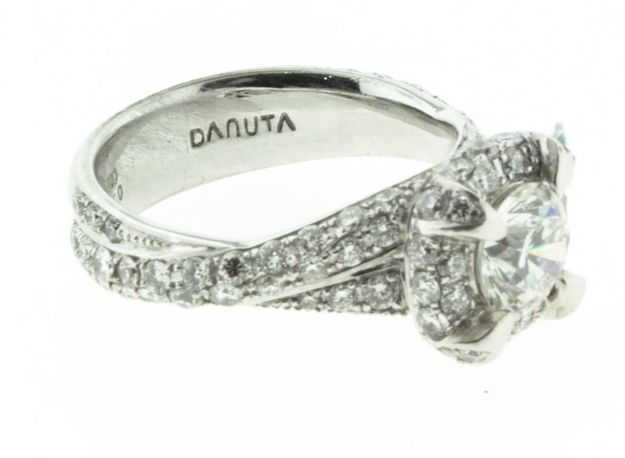 Danuta 1 Carat GIA Certified Diamond Platinum Engagement Ring    In New Condition In Santa Fe, NM