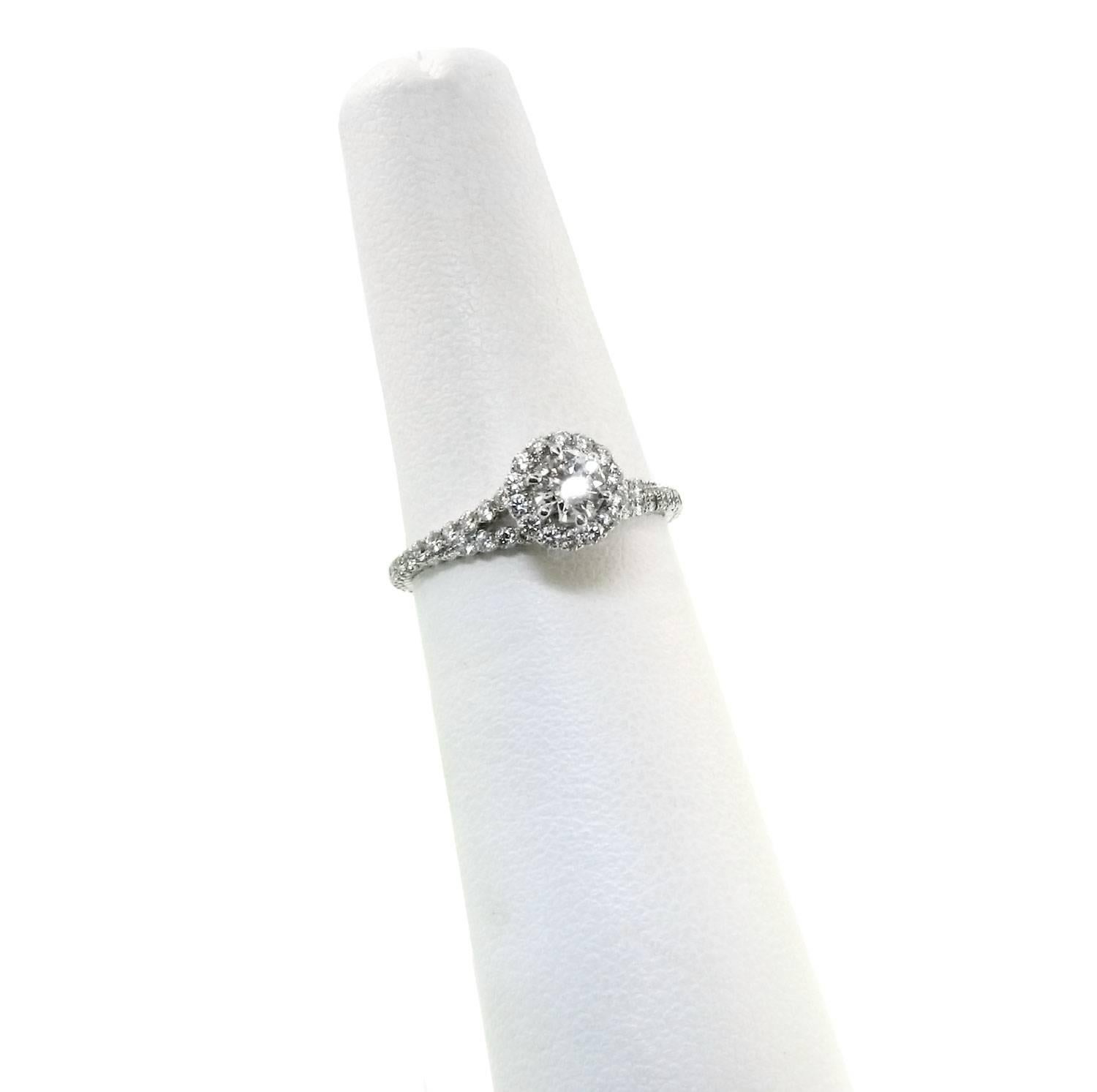 GIA Certified Stunning Platinum Engagement Ring Sparkling Round White Diamonds In New Condition For Sale In Santa Fe, NM