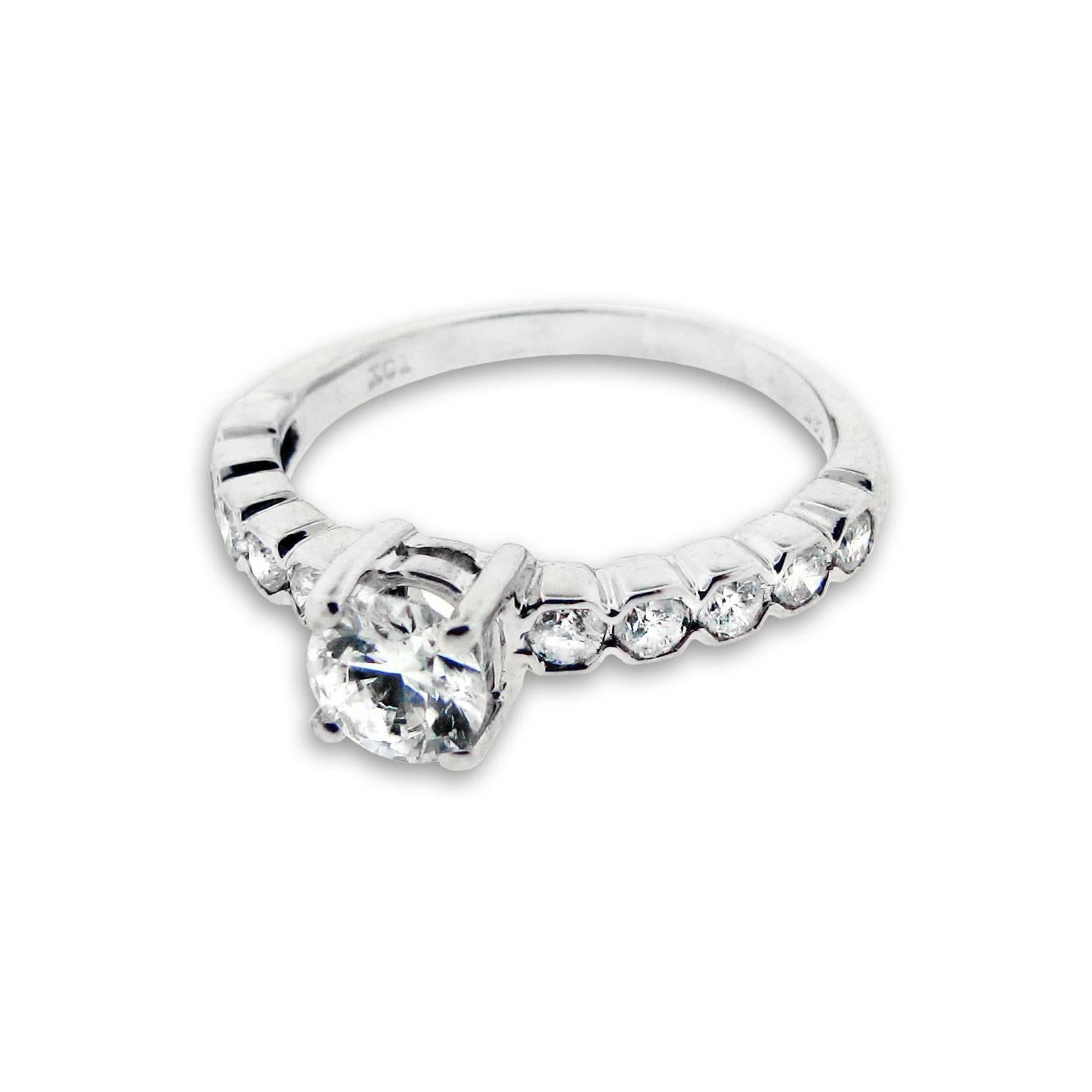 Estate Diamond Engagement Ring .50 Total Carat Diamonds, 14 Karat White Gold In Excellent Condition For Sale In Santa Fe, NM