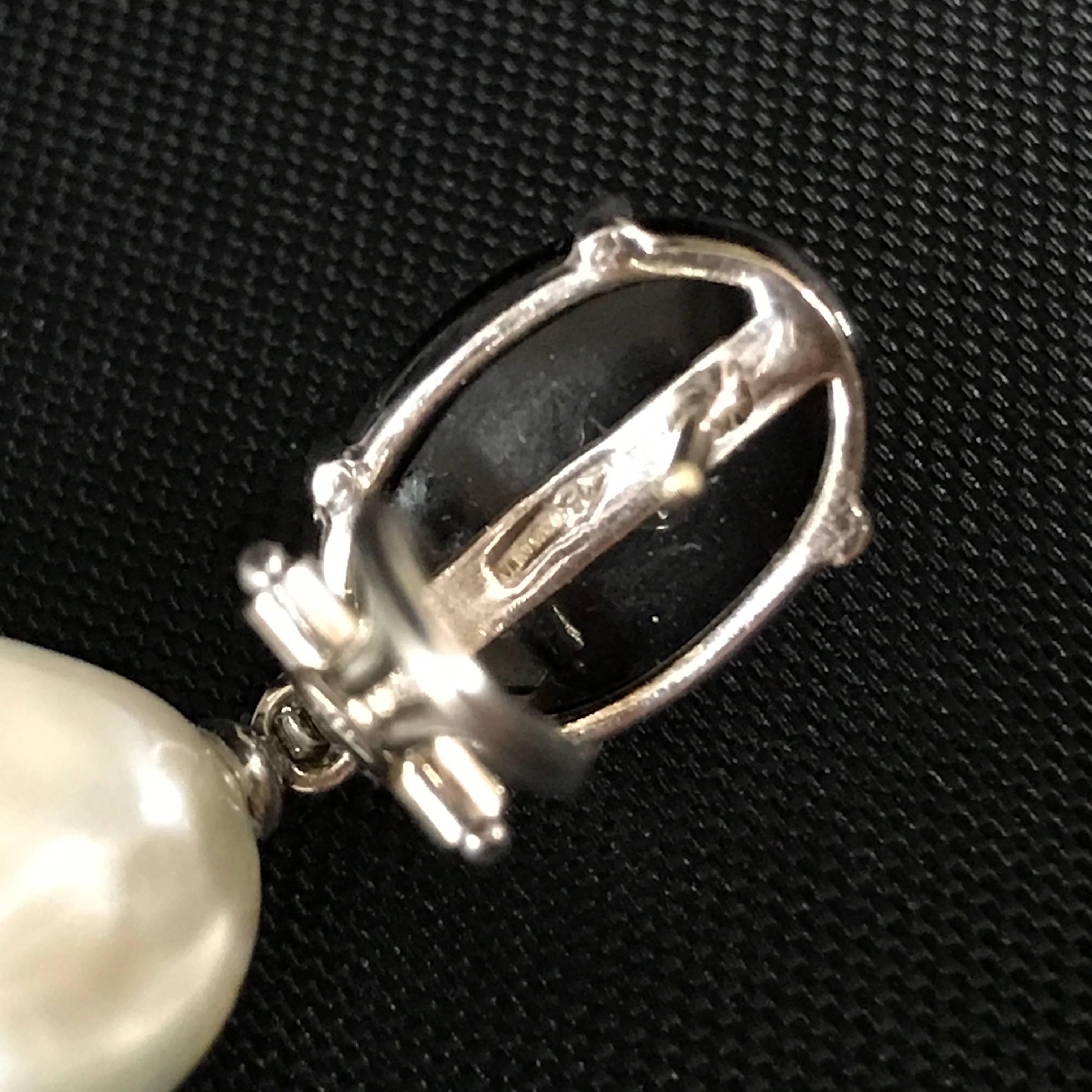 Romantic Black Agate and Diamond White Gold Chandelier Earrings