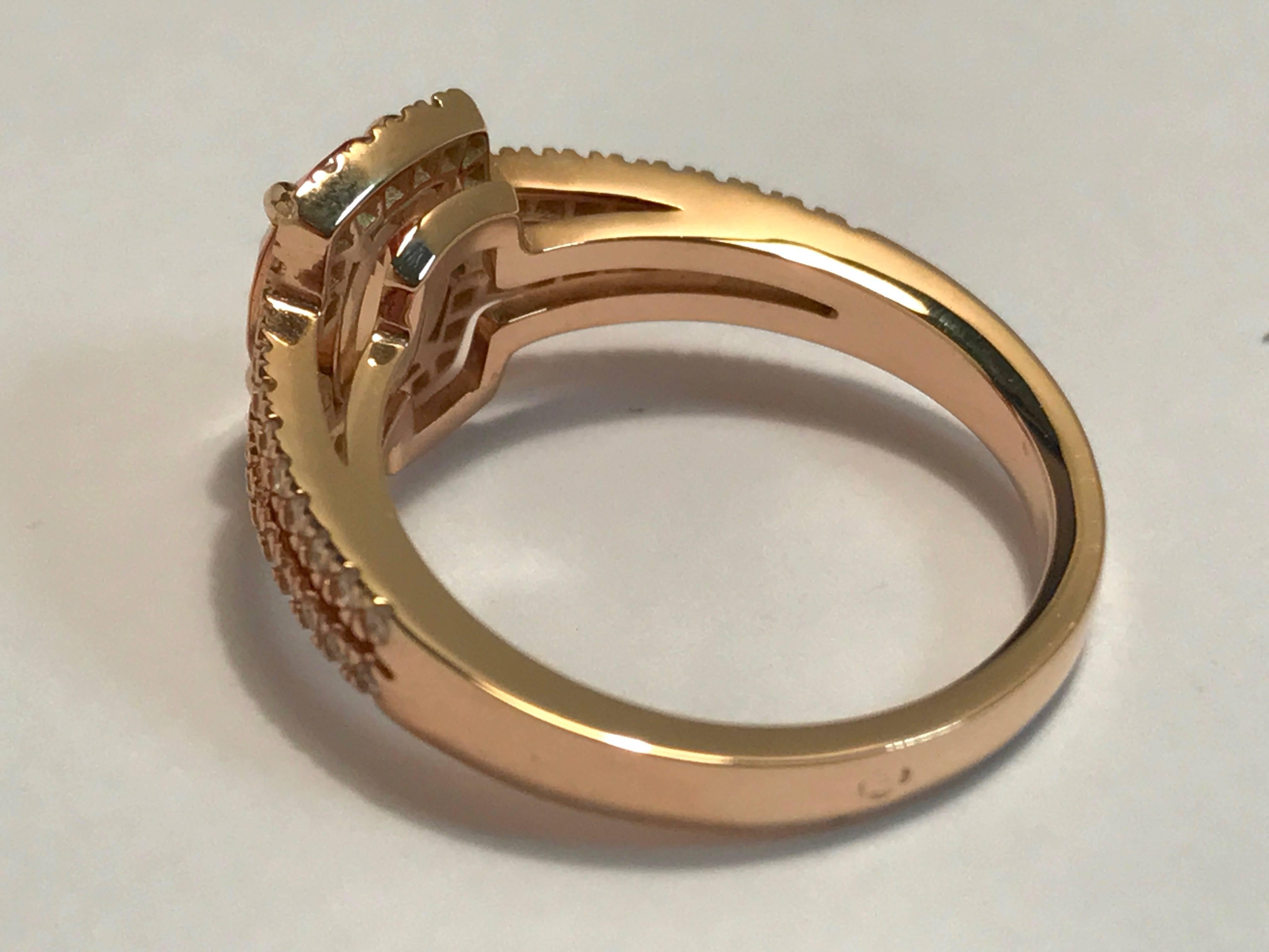 Women's Orange Sapphire and Diamonds Pink Gold Ring