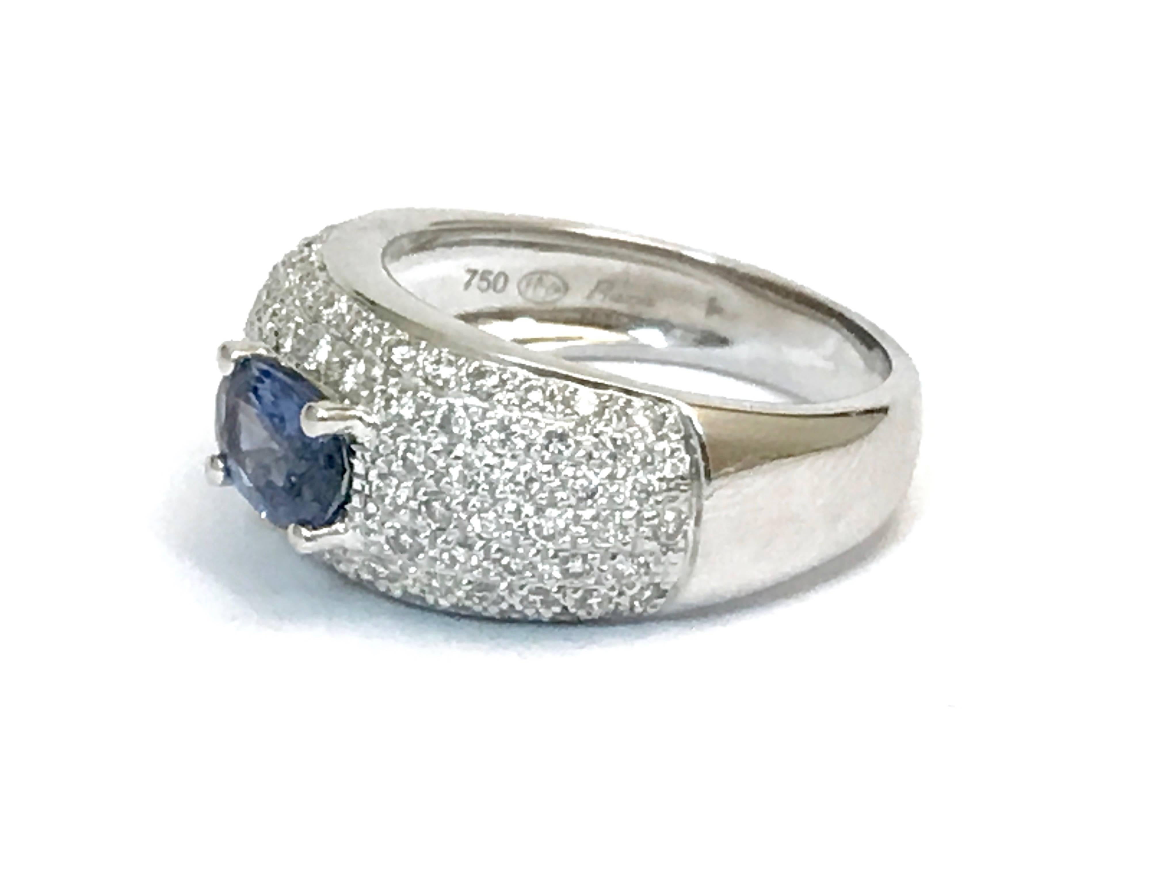 Modern Sapphire Diamonds White Gold Cocktail Ring