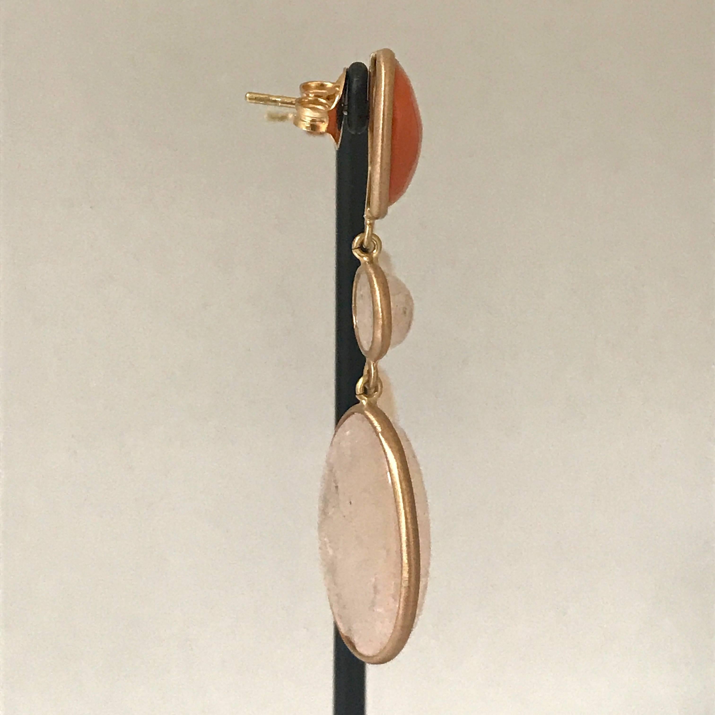 Women's Coral and Morganite Pink Gold Earrings