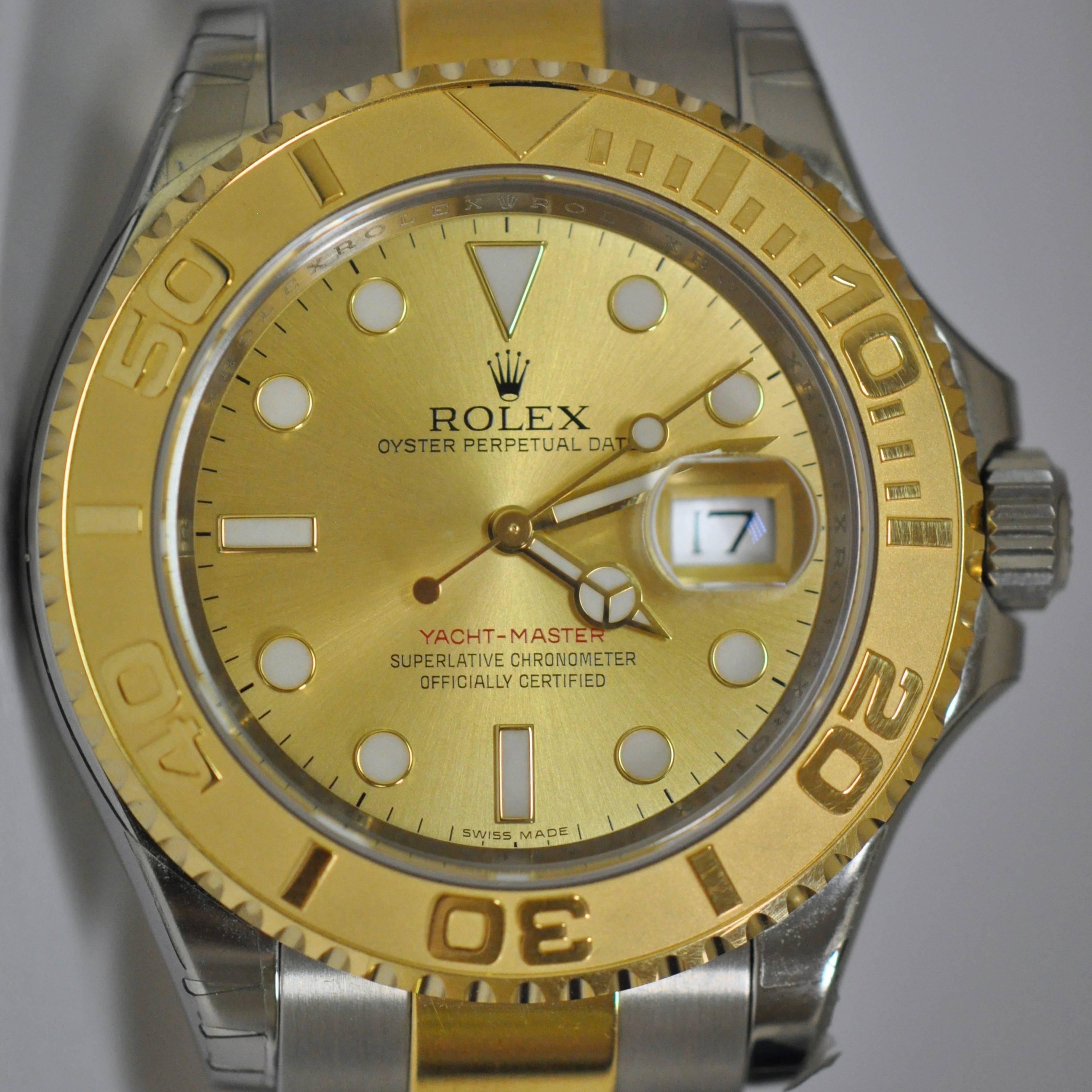 Rolex Yellow Gold Stainless Steel Yacht Master Automatic Wristwatch, 2013 2