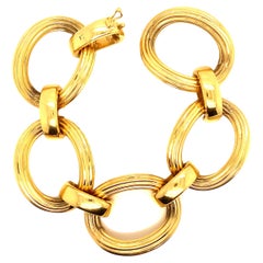 Bracelet Oval Godronée Mesh Yellow Gold 18 Karat