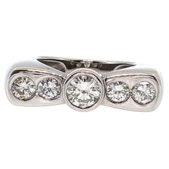 French Knot Ring  5 Diamonds 1.8 Karat White Gold 18 Karat