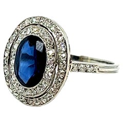 French Ring Blue Sapphire Platinum