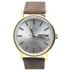 Omega Watch Gold Plated Case Suede Strap
