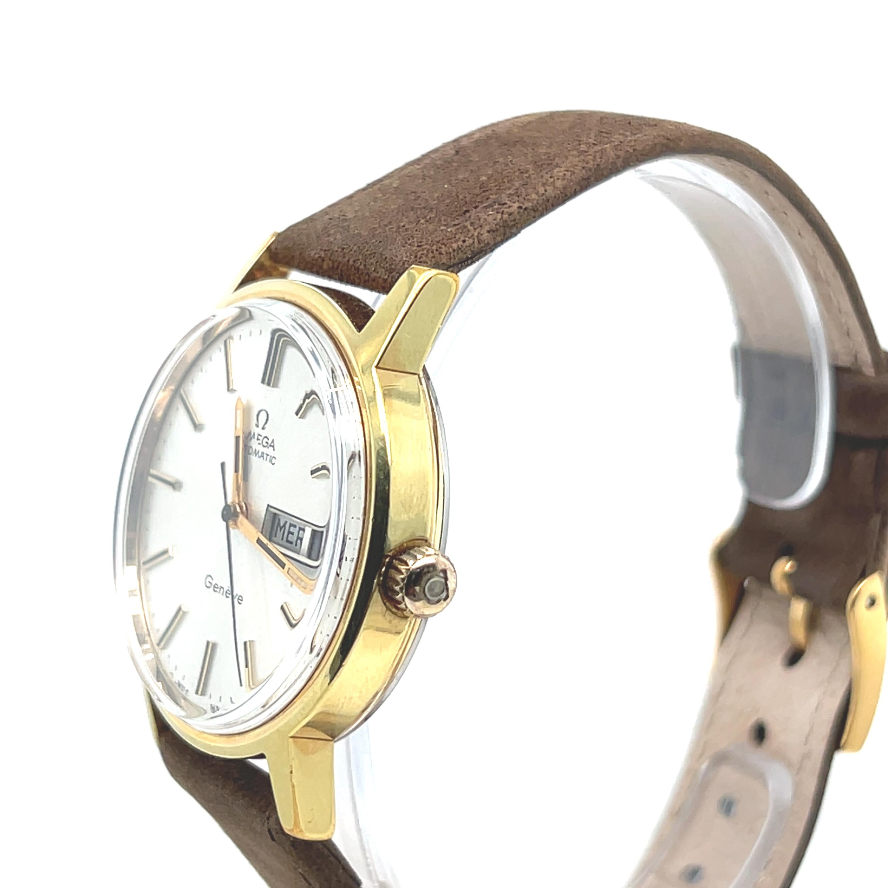 Rétro Orologio Omega Cassa placcata oro Cinturino in pelle scamosciata in vendita