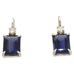 Orecchini Iolite Diamanti 0, 12 Carati Oro Bianco 18 Carati