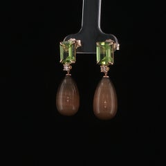 Choco Moonstone Peridoto Diamonds Rose Gold 18 Carats