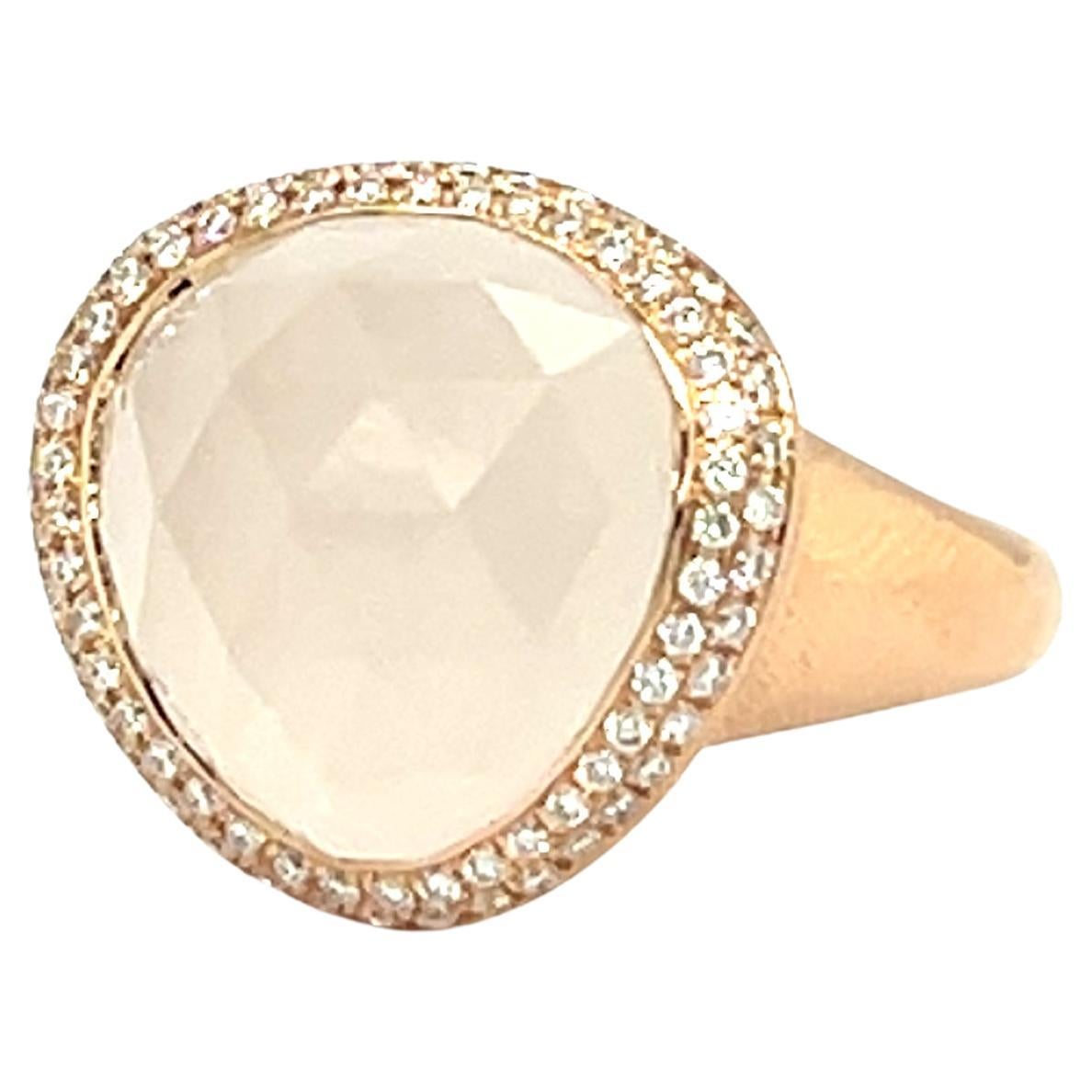 18K Rose Gold 8,05 ct Weißer Quarz und Diamant Ring