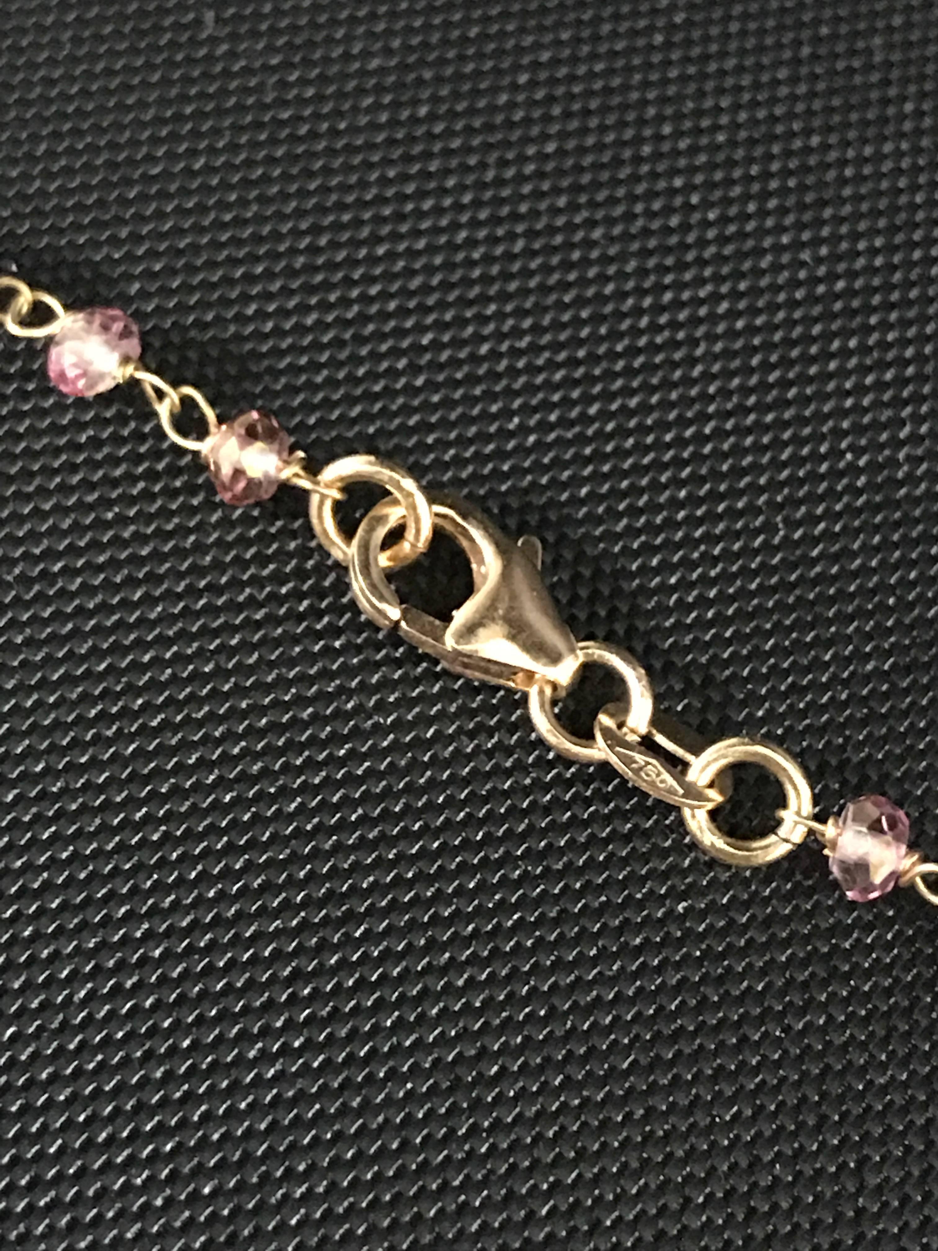 Pink Topaze Cultured Pearl Smoky Quartz ans Pink Gold Pendant Necklace 1