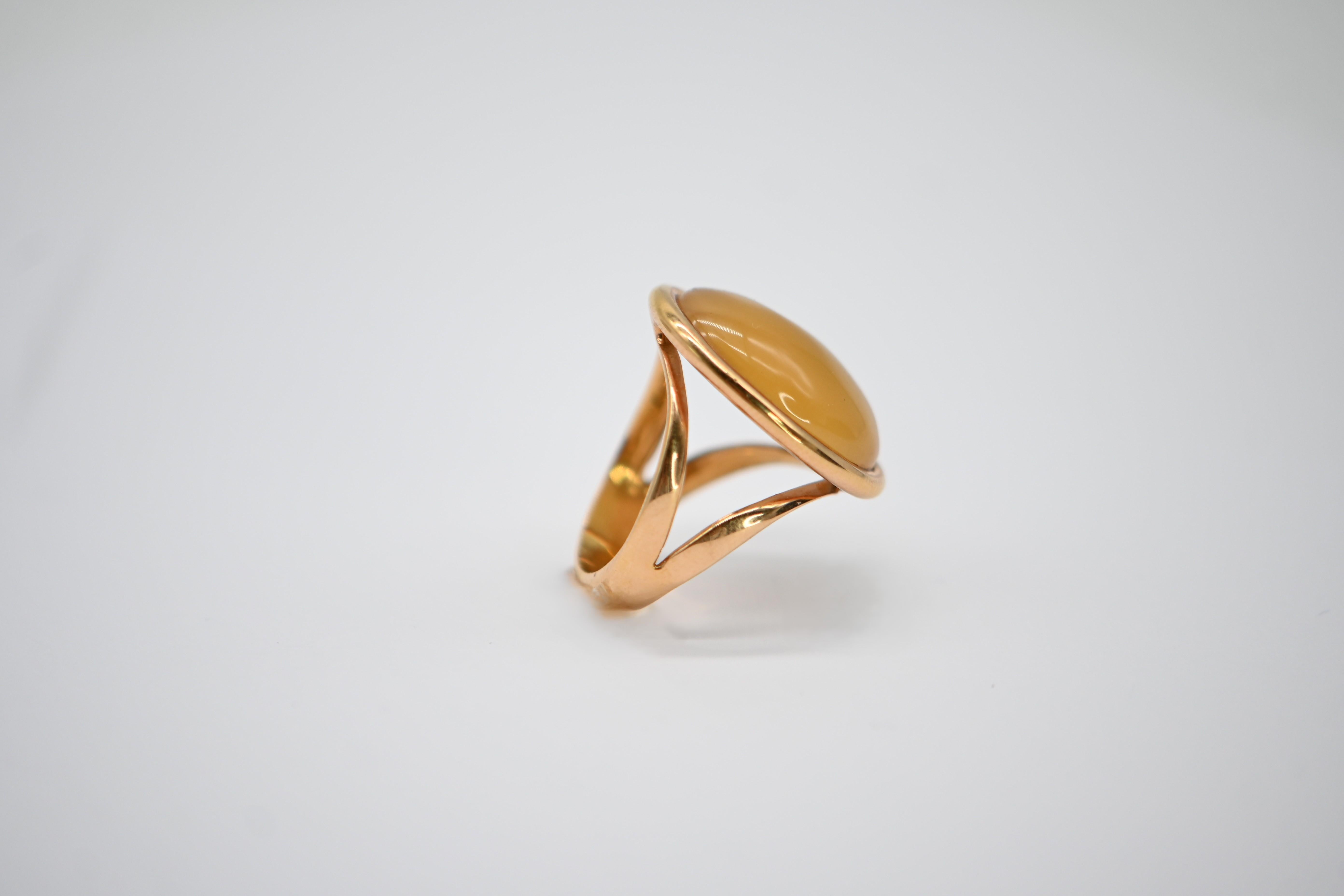 Bague en or jaune 18K avec citrine double face et quartz fumé Neuf - En vente à Vannes, FR