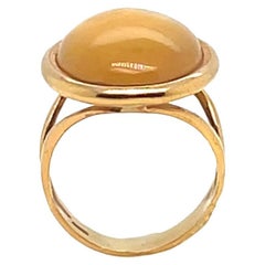 18K Yellow Gold Ring with Double-Faced Citrine and Smoky Quartz