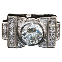 Art Deco Ehering 21 Diamanten 2,5 Karat 18 Karat Weißgold