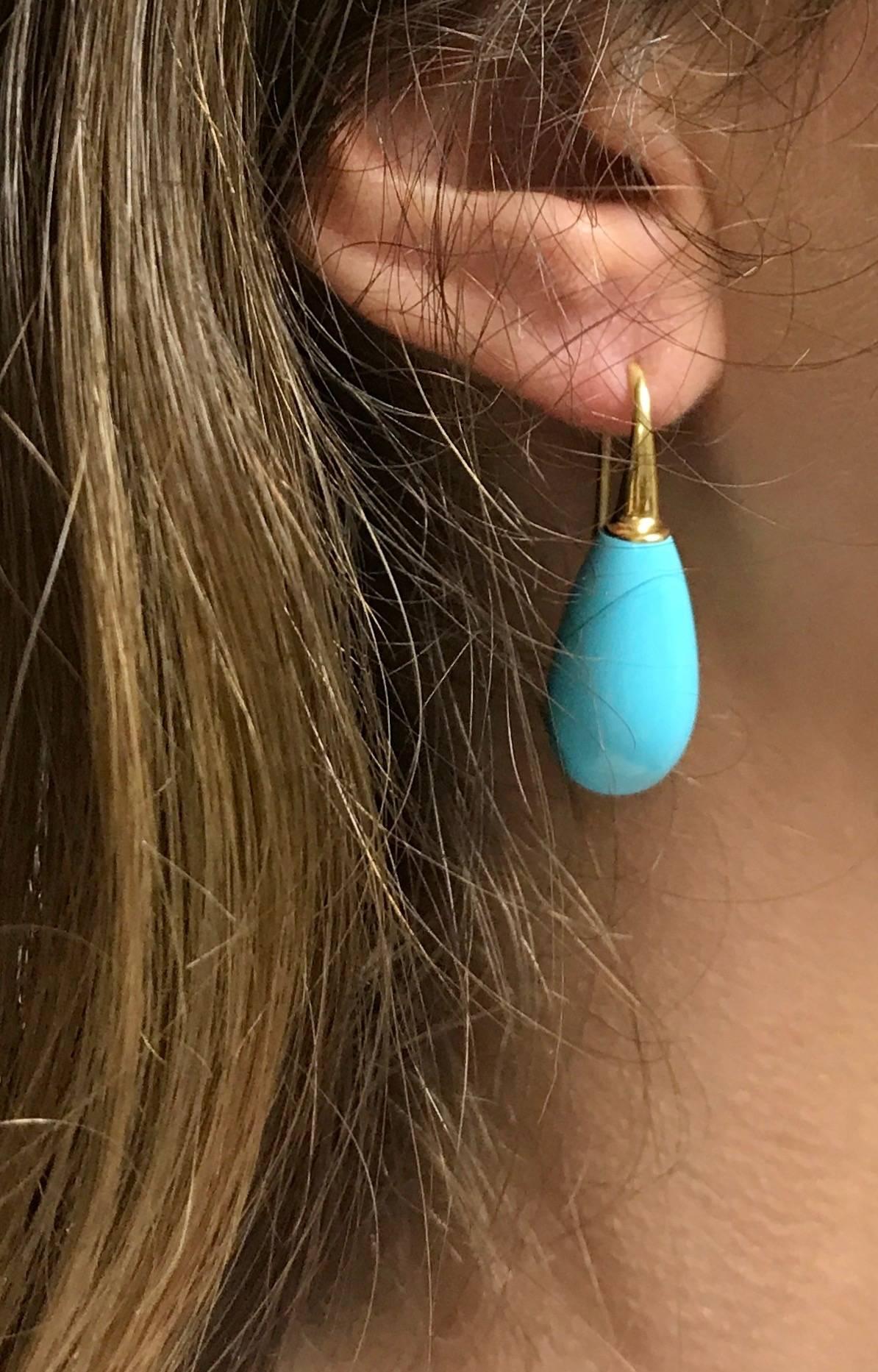 Women's Yellow Gold and Turquoise Chandelier Earrings
