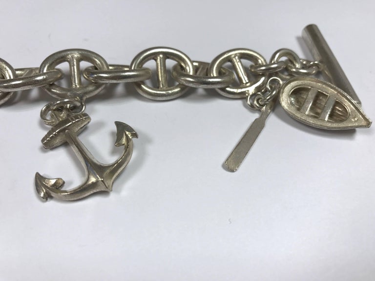 Silver Chain Bracelet Compass Boat Anchor Flag and Knot For Sale at ...