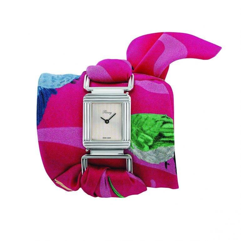 Poiray x Ines de Parcevaux Stainless Steel Limited Edition Silk Scarf  Wristwatch For Sale at 1stDibs