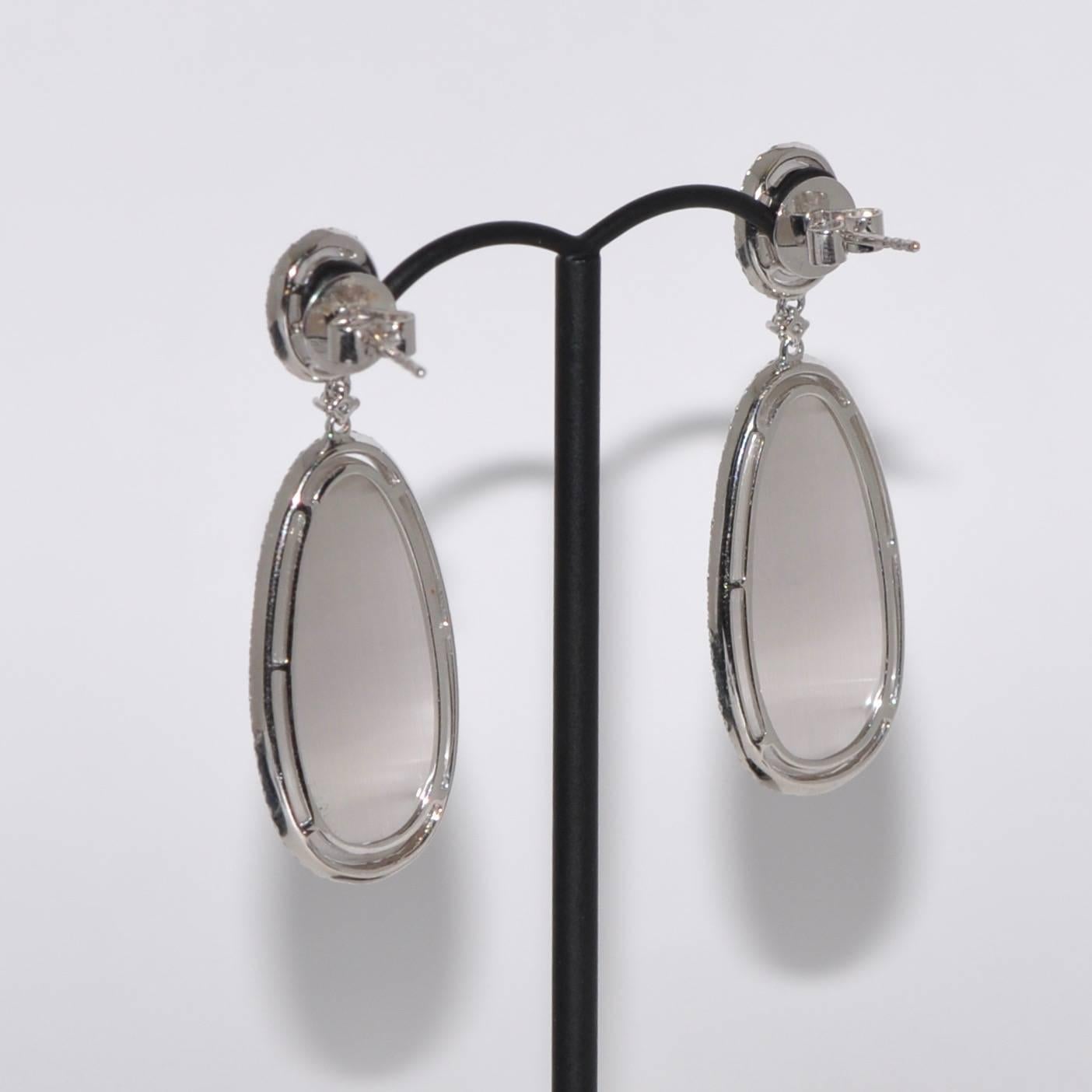 Quartz and White Diamonds on White Gold Chandelier Earrings In New Condition In Vannes, FR