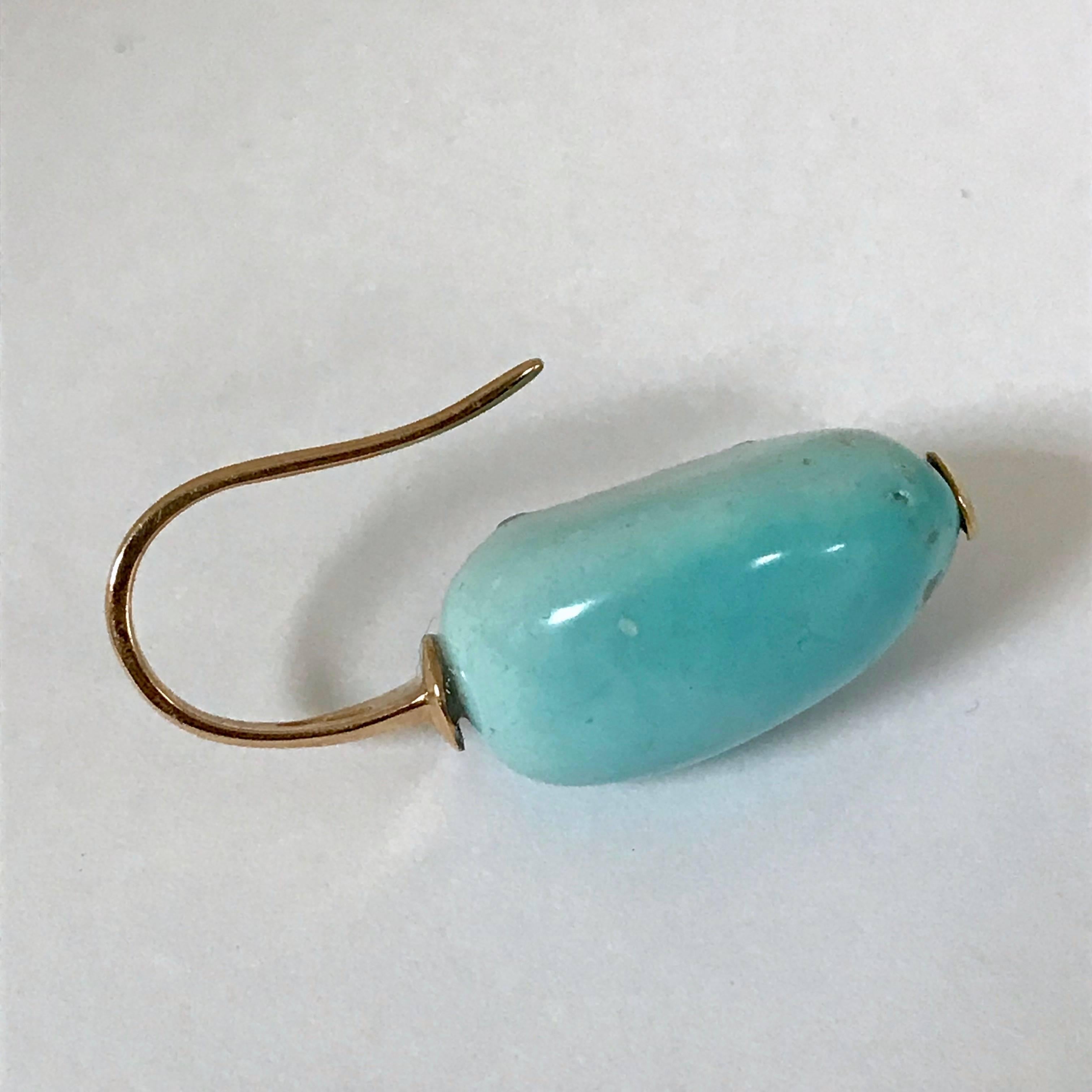 Women's Natural Turquoise and Rose Gold 18 Carat Drop Earrings