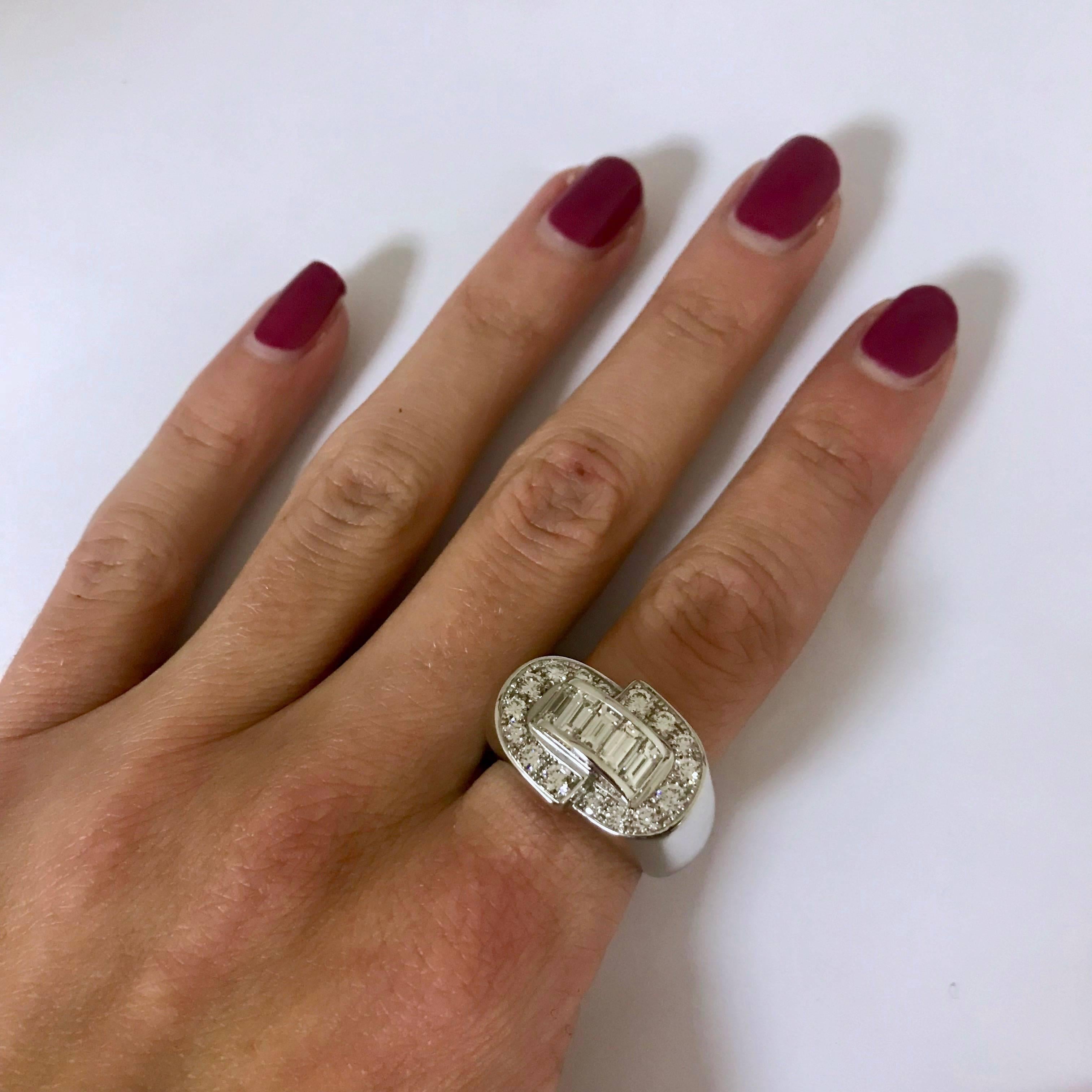 Baguette Cut Diamonds and White Gold Ring