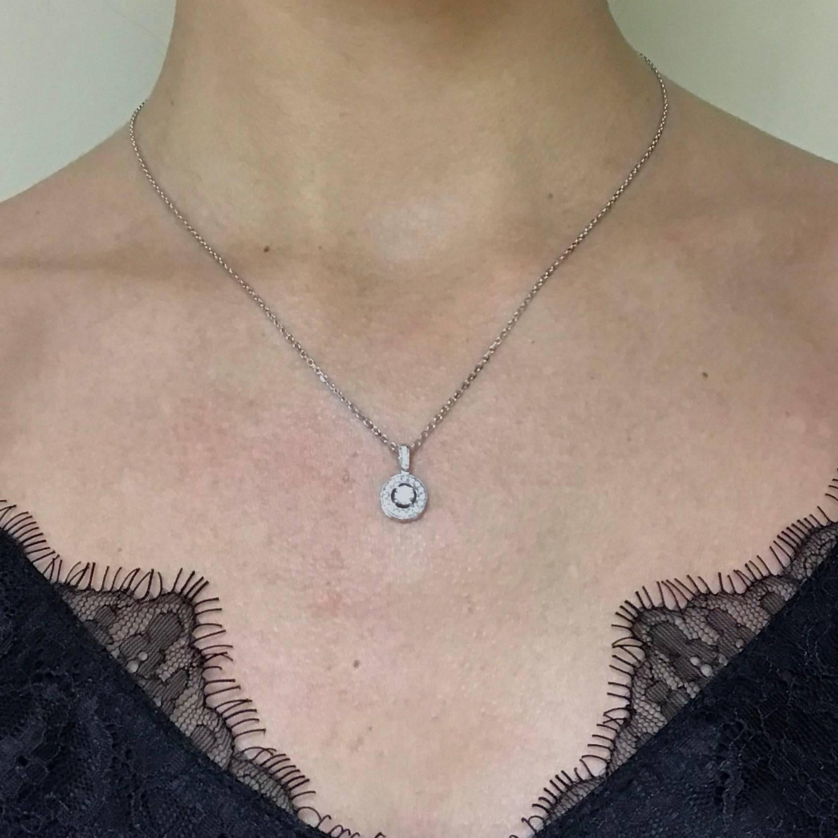 Chain Pendant Necklace White Diamonds White Gold 18 Karat In New Condition For Sale In Vannes, FR