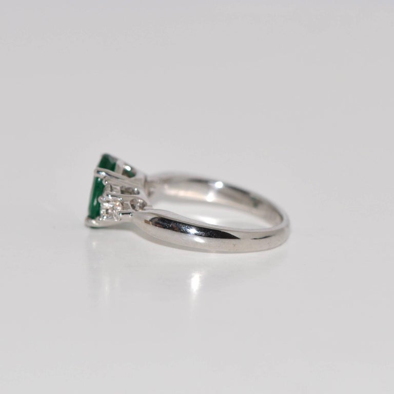 Emerald and White Diamonds White Gold Engagement Ring For Sale at 1stDibs