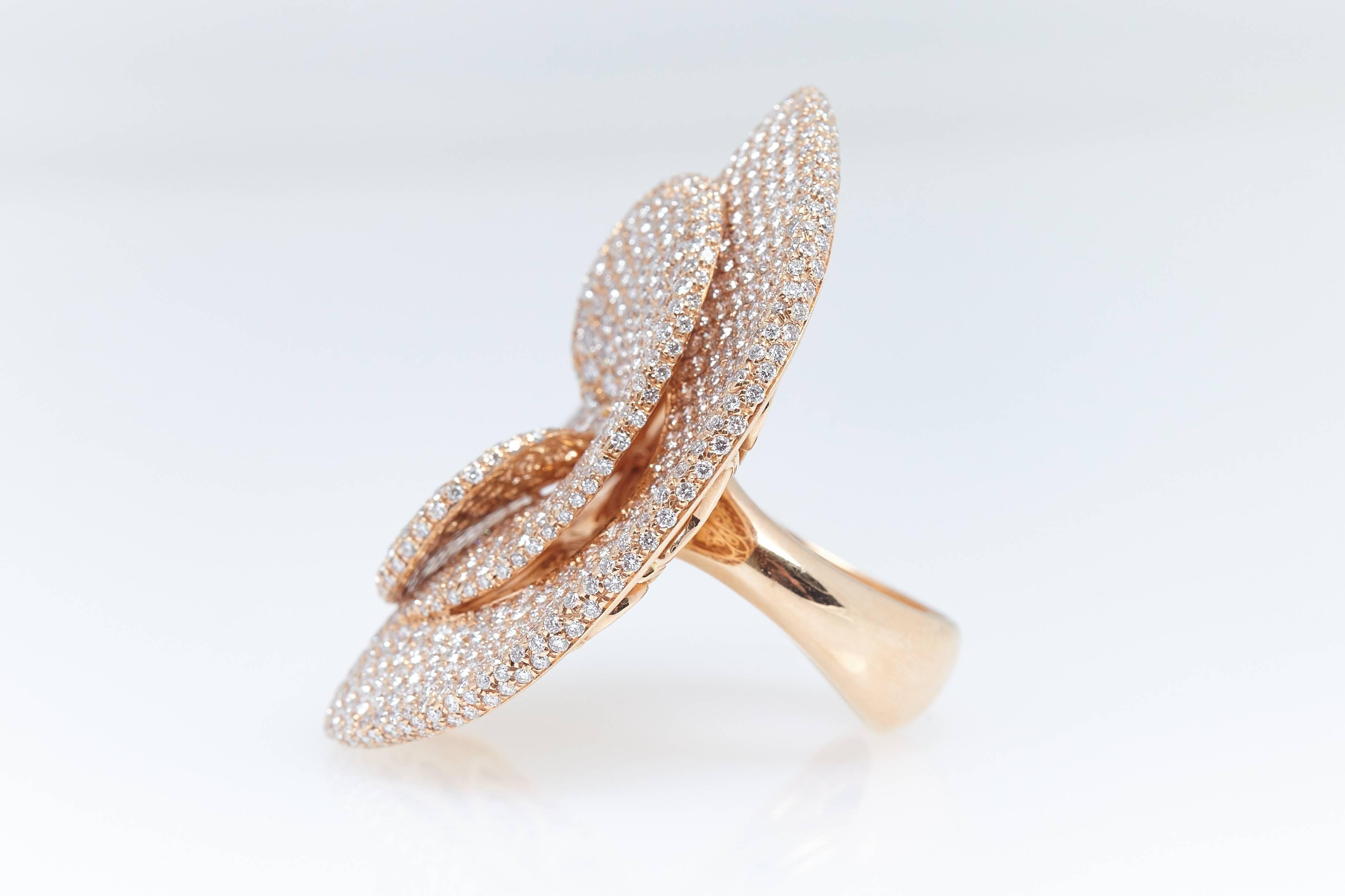 Contemporary Palmiero Sombrero Diamond Rose Gold Ring For Sale