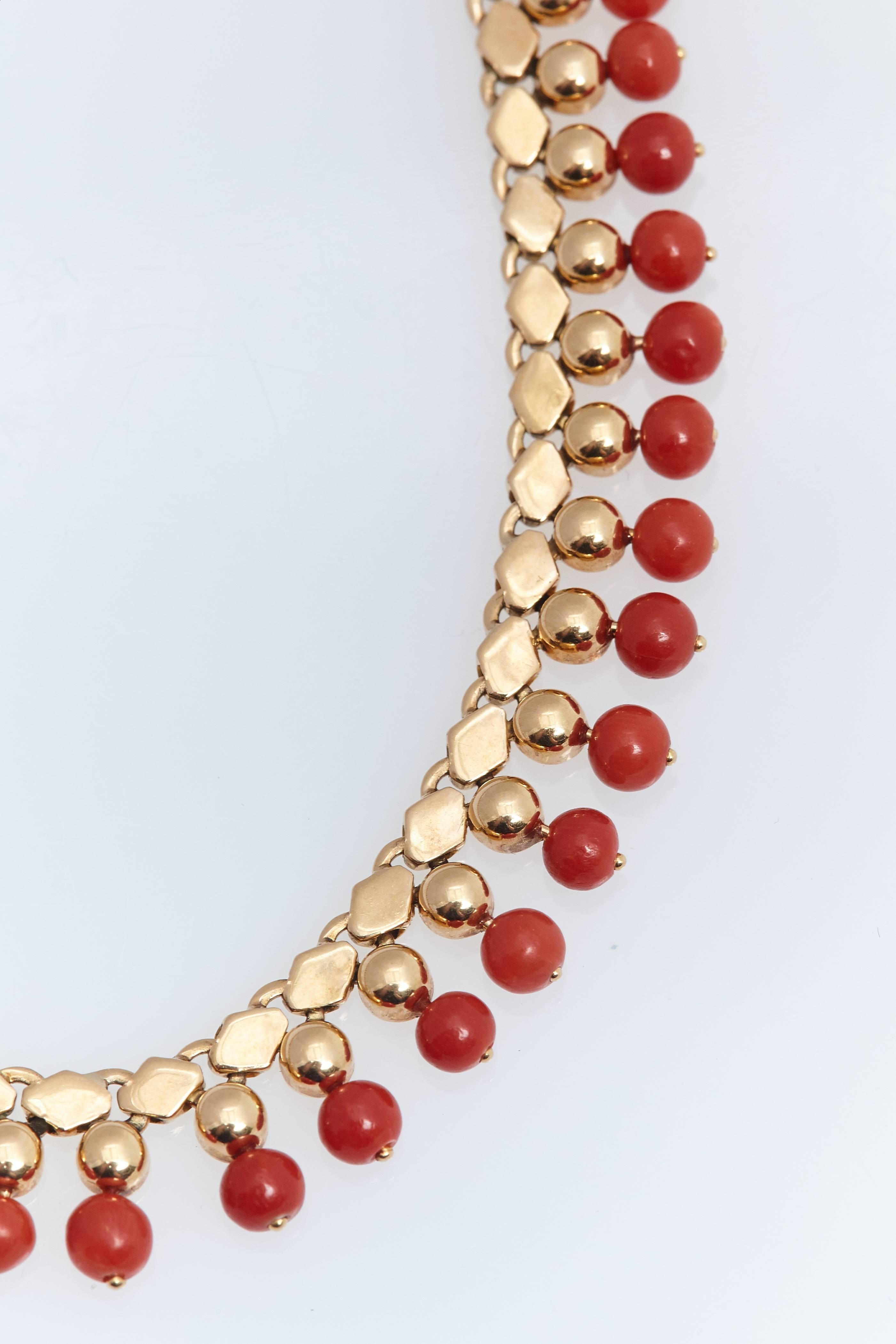 coral and gold necklace