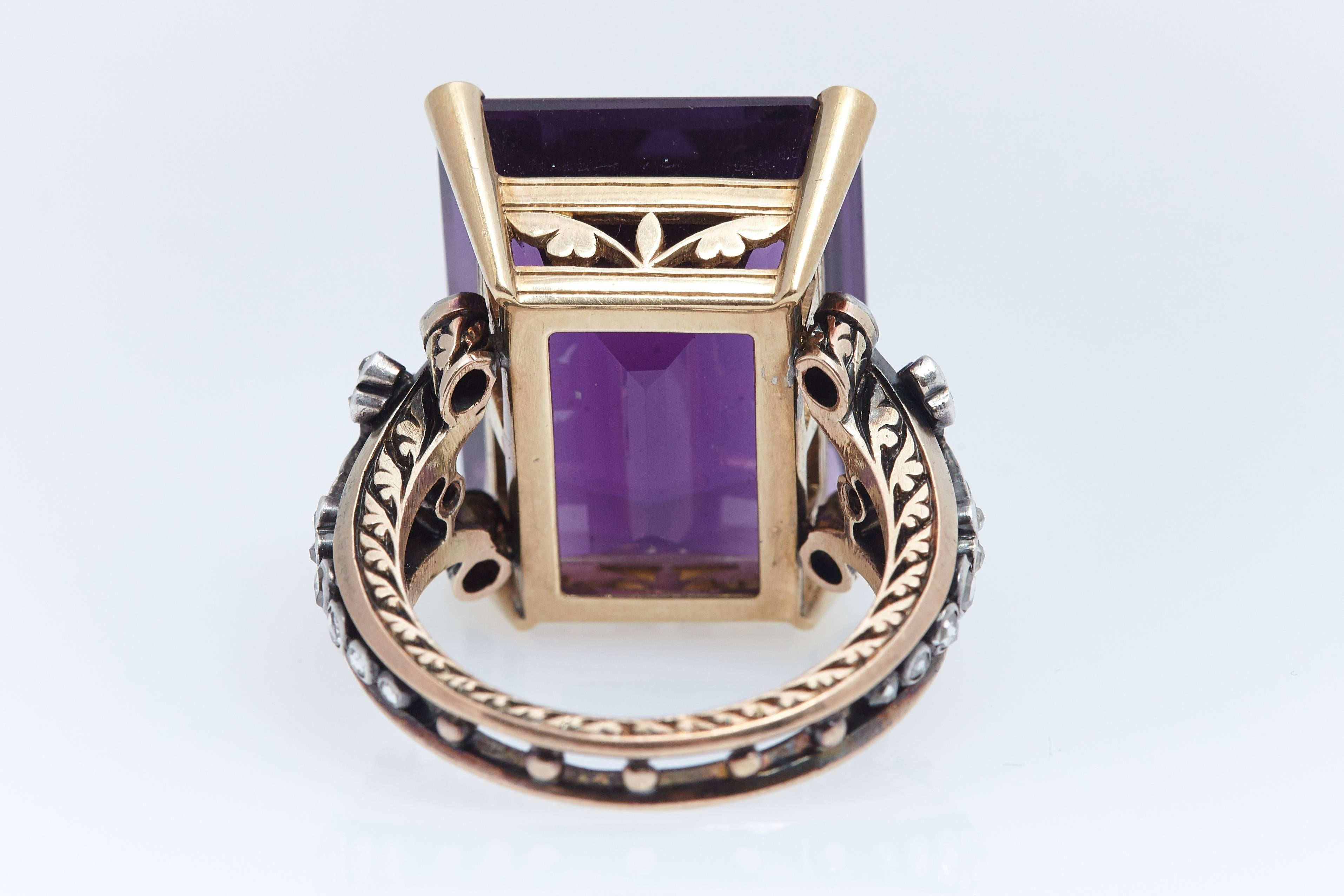 Amethyst Bishops Gold and Diamond Ring 1
