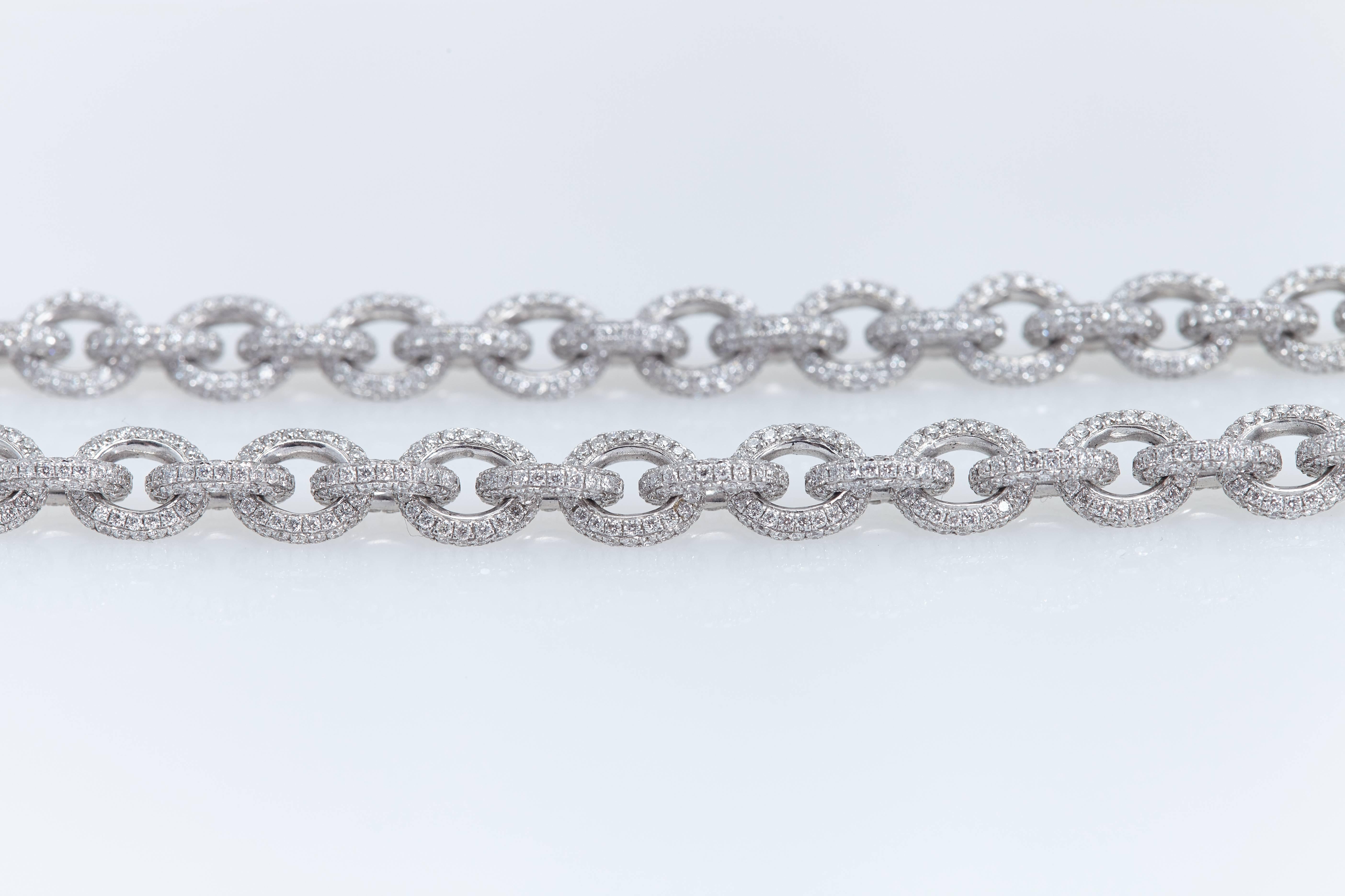 Contemporary Micro Pave Diamond White Gold Necklace For Sale